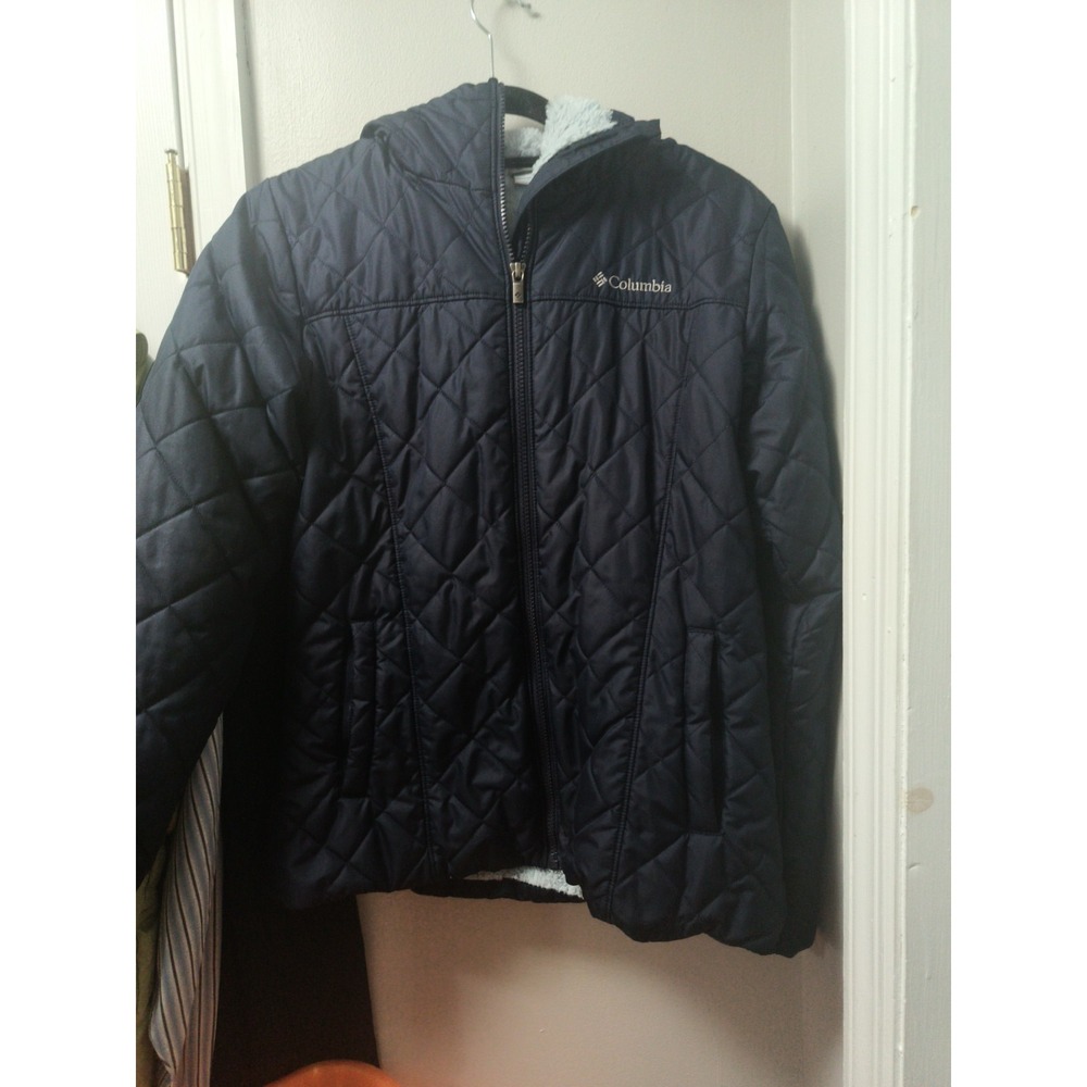 Columbia Women's Sz Small Copper Crest Coat Soft Faux Fur Lined Hooded Coat Navy